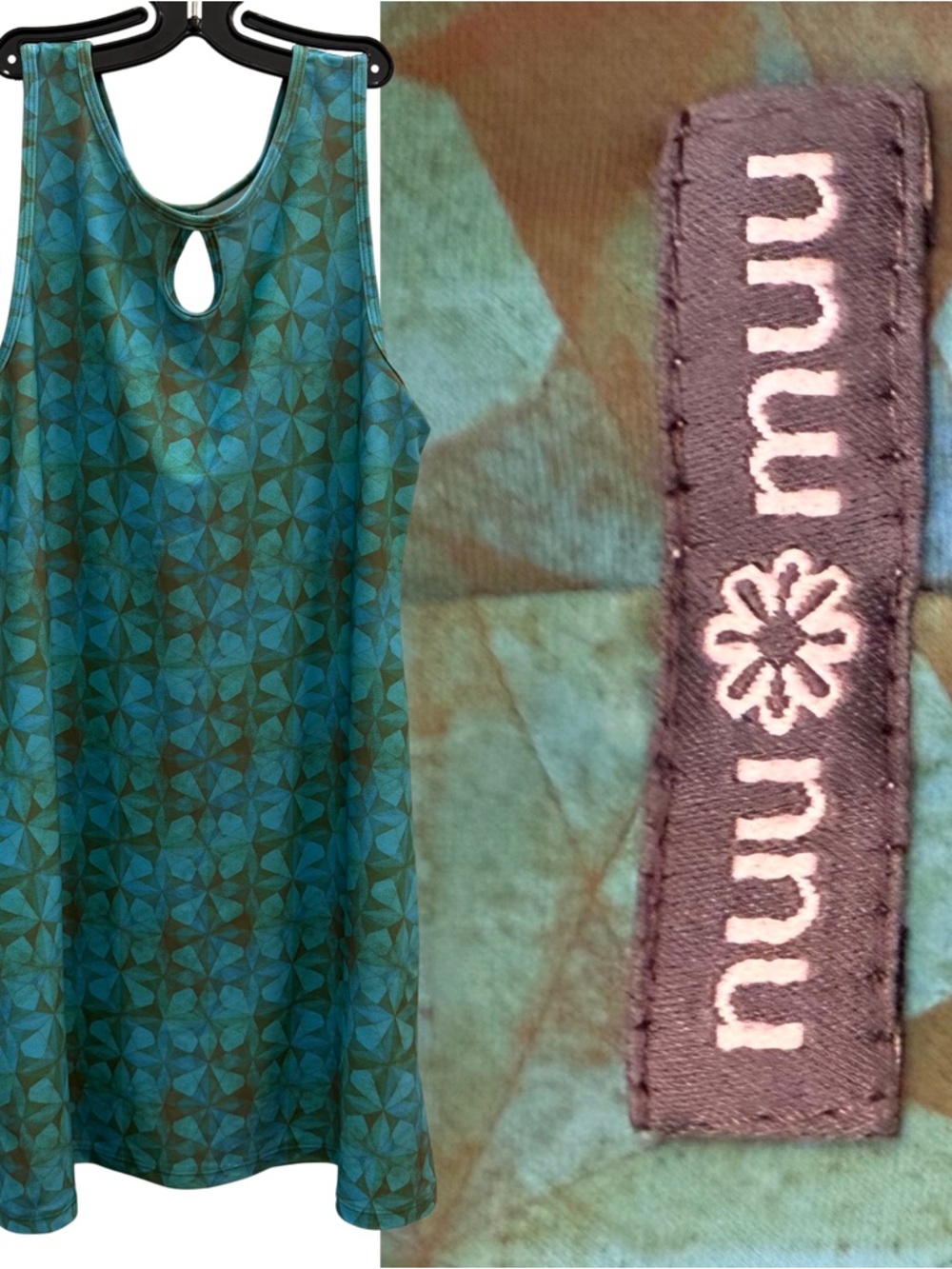 Nuu-Muu Keyhole Neckline A-line Exercise Dress Size Medium Prismarine Dragon